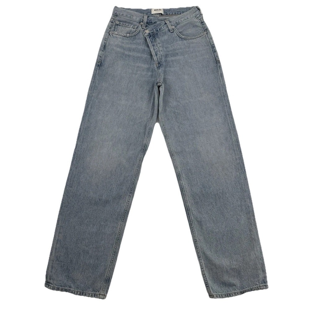 Agolde Criss Cross Jeans Womens Size 26 Blue Light Wash Denim Button Fly USA - Picture 2 of 11